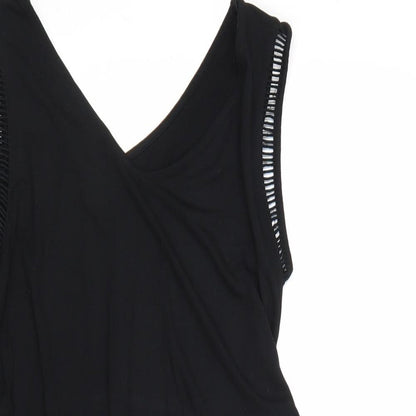 Liz Lange Womens Black Viscose Basic Tank Size XS V-Neck