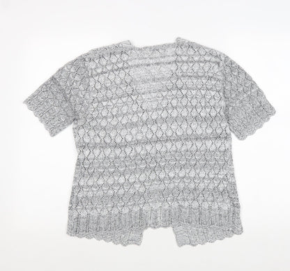 CHIC Womens Grey V-Neck Acrylic Cardigan Jumper Size XL
