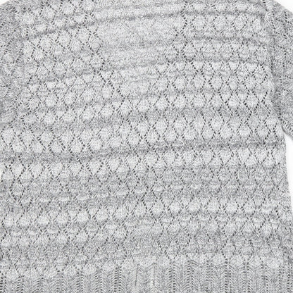 CHIC Womens Grey V-Neck Acrylic Cardigan Jumper Size XL