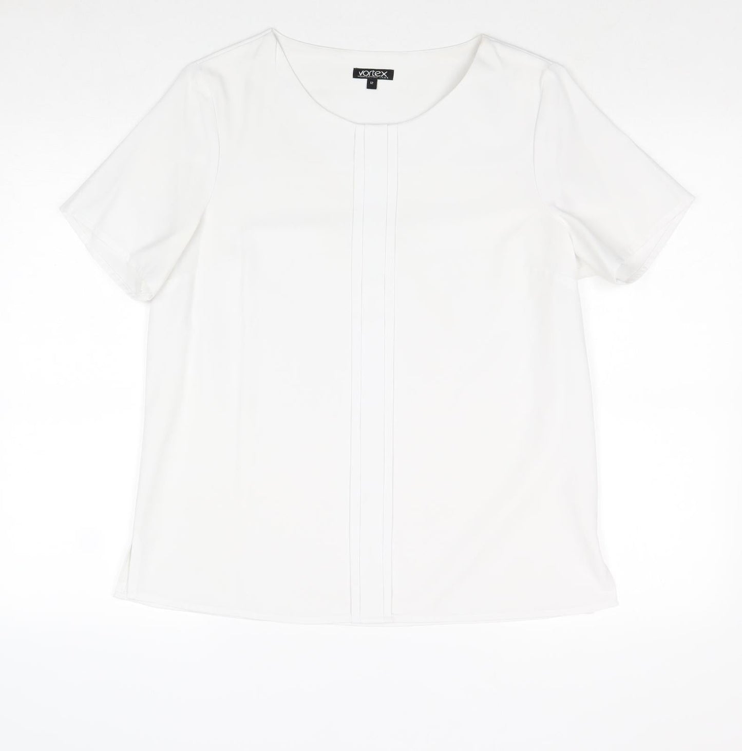 Womens UK Size 12 Vortex White Basic Blouse