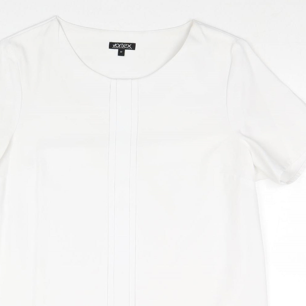 Womens UK Size 12 Vortex White Basic Blouse