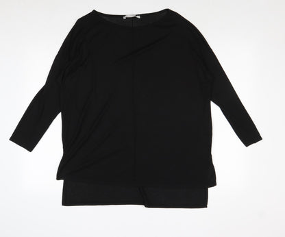 George Womens Black Boat Neck Polyester Pullover Jumper Size 14