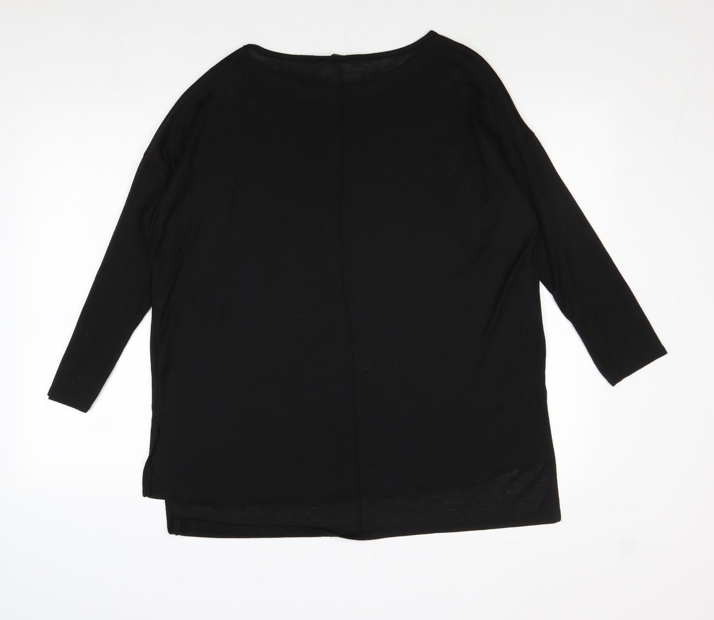 George Womens Black Boat Neck Polyester Pullover Jumper Size 14