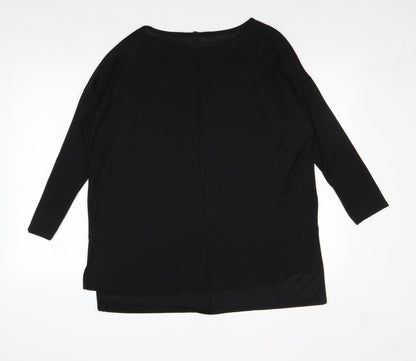 George Womens Black Boat Neck Polyester Pullover Jumper Size 14