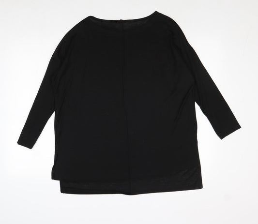 George Womens Black Boat Neck Polyester Pullover Jumper Size 14