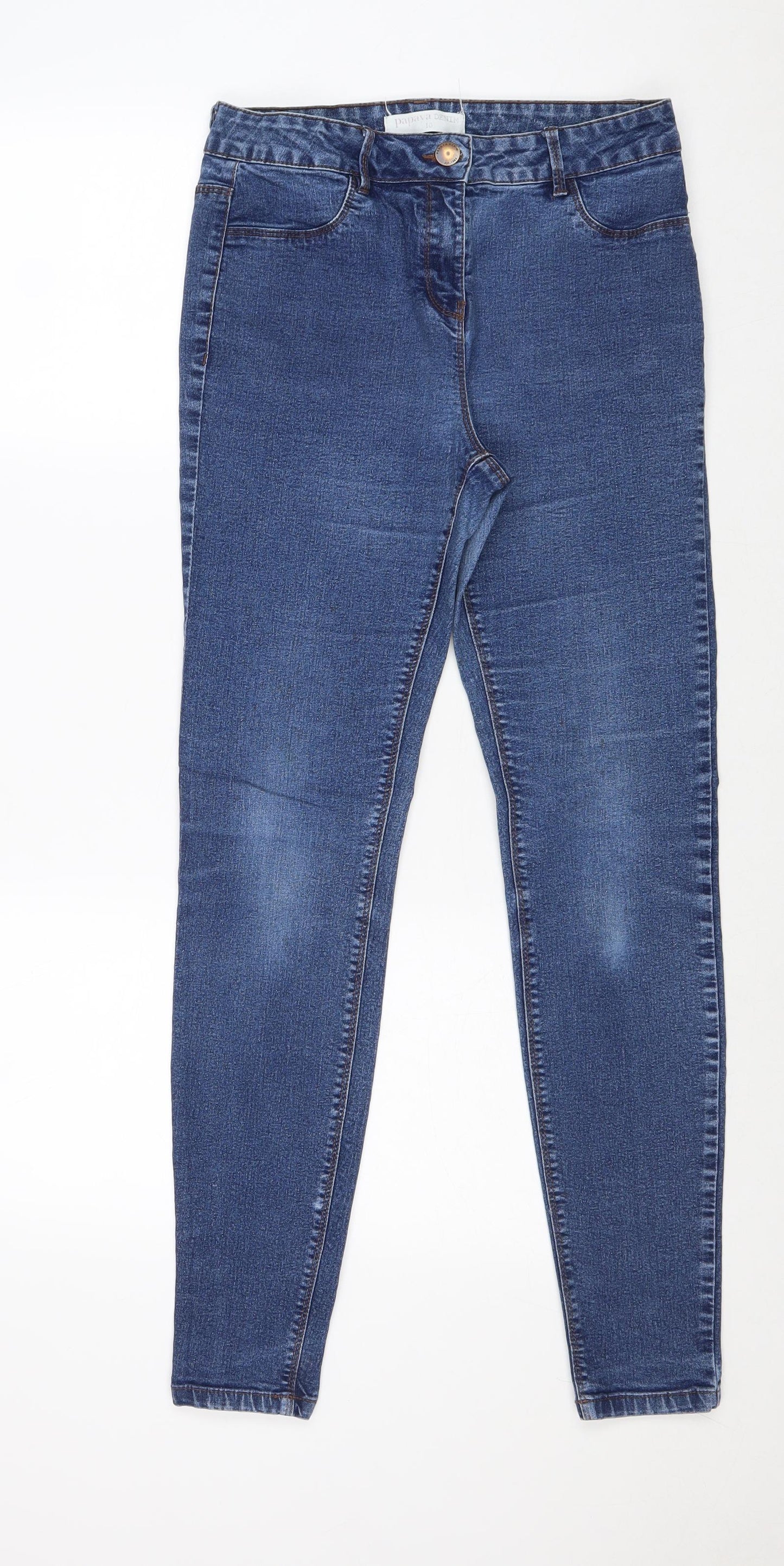 Womens UK Size 10 Papaya Regular Fit Skinny Blue Jeans