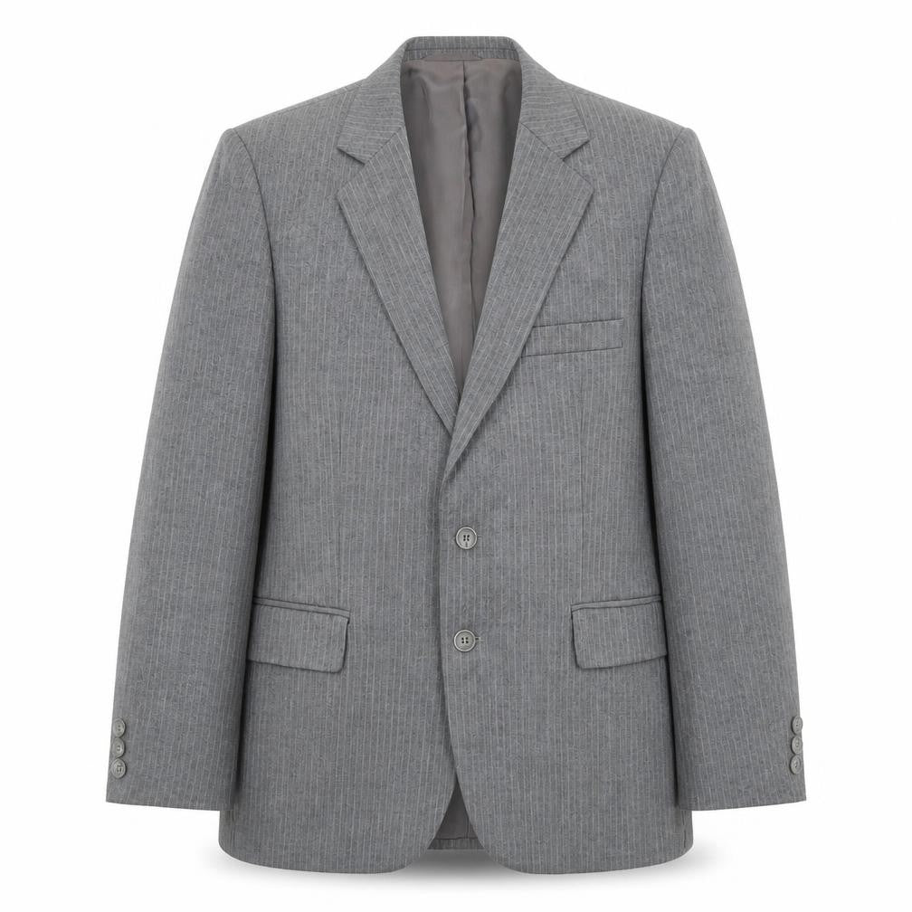 Preworn Mens Grey Striped Wool Jacket Suit Jacket Size 42 Regular