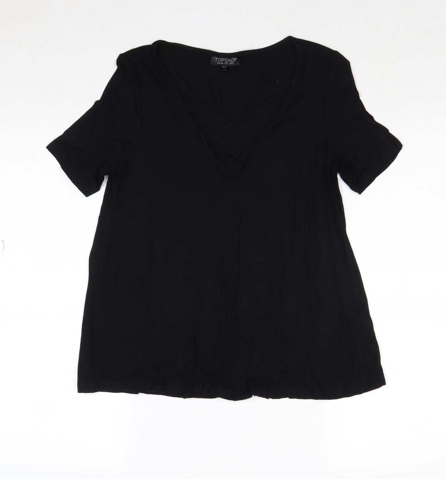 Womens UK Size 6 Topshop Black Basic Blouse
