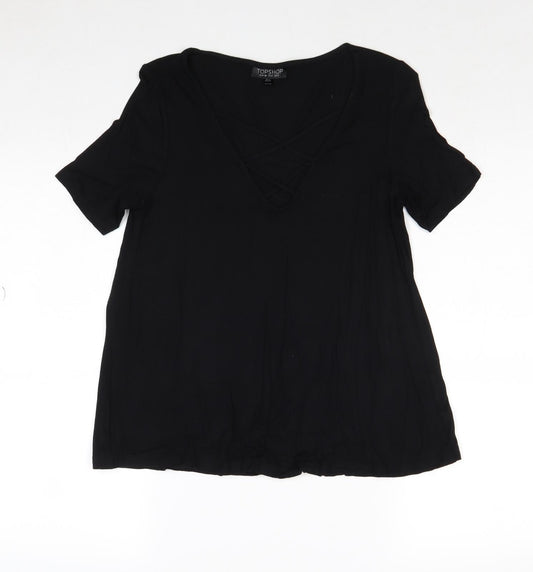 Womens UK Size 6 Topshop Black Basic Blouse