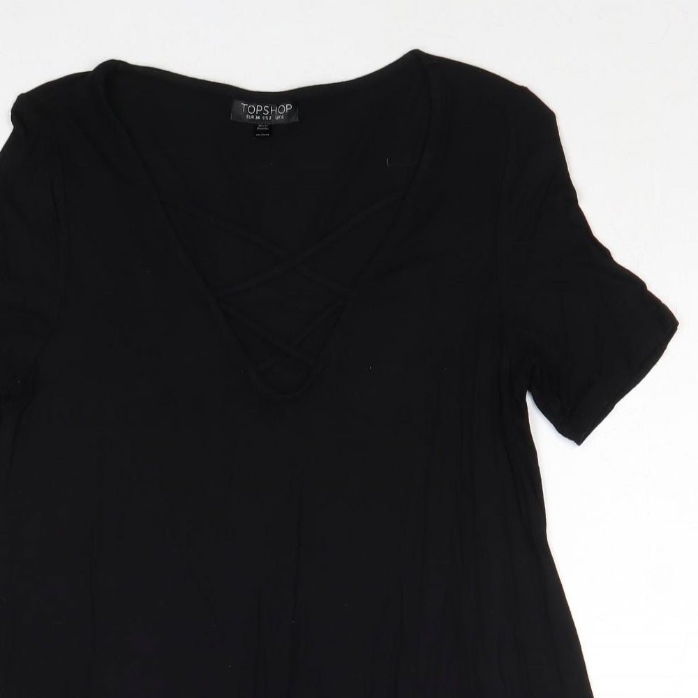 Womens UK Size 6 Topshop Black Basic Blouse