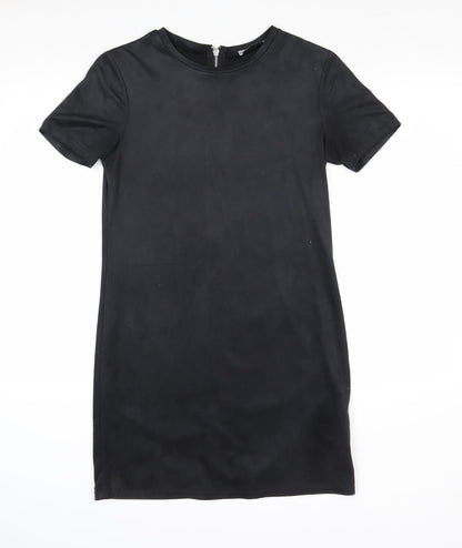 Zara Womens Black Polyester A-Line Size S Round Neck Zip