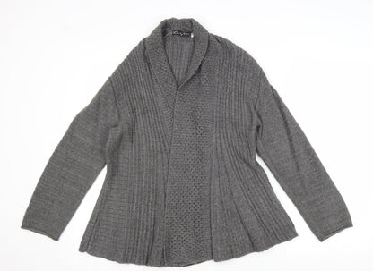 One by One Womens Grey V-Neck Acrylic Cardigan Jumper Size S