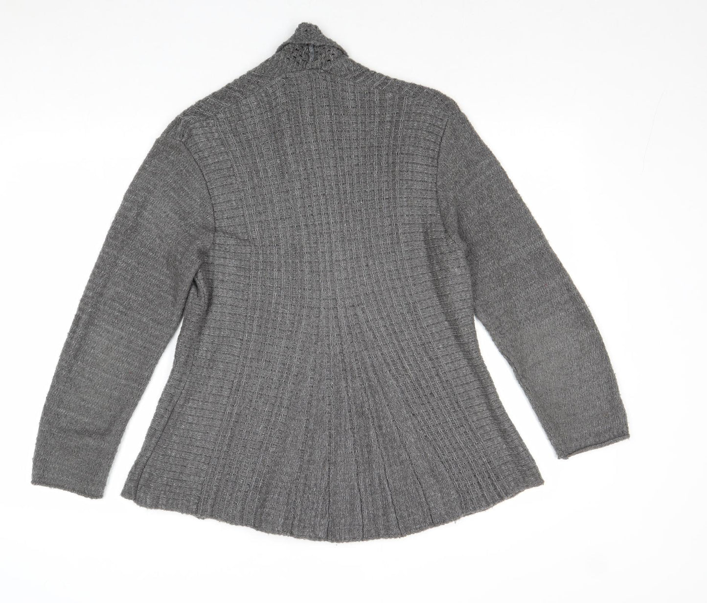 One by One Womens Grey V-Neck Acrylic Cardigan Jumper Size S