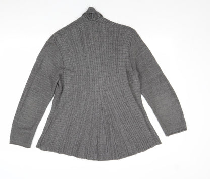 One by One Womens Grey V-Neck Acrylic Cardigan Jumper Size S