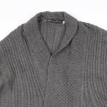 One by One Womens Grey V-Neck Acrylic Cardigan Jumper Size S