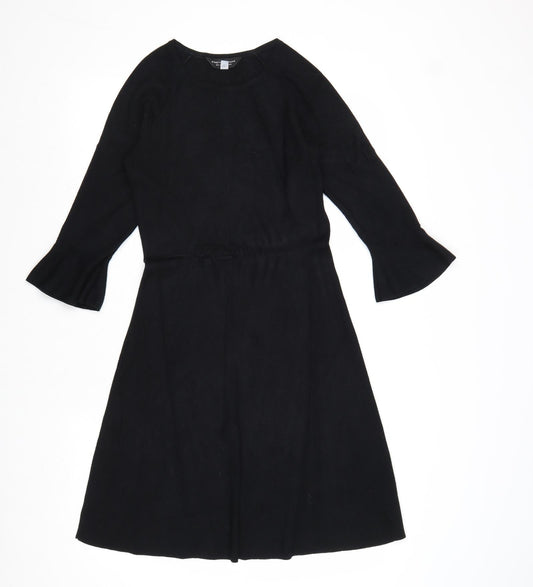 Dorothy Perkins Womens Black Viscose Fit & Flare Size 8 Round Neck Pullover