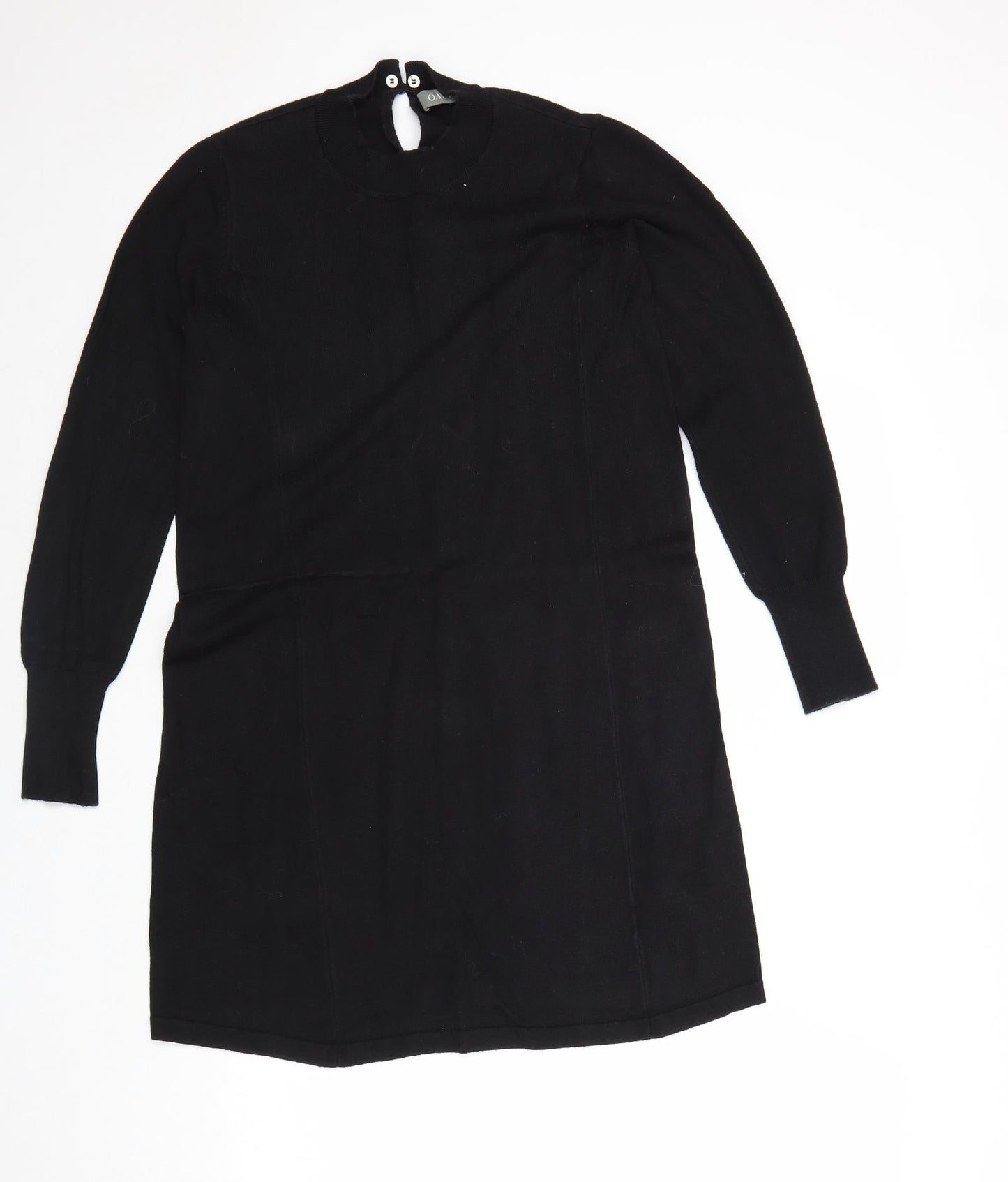 Oasis Womens Black Camel A-Line Size S Round Neck Button