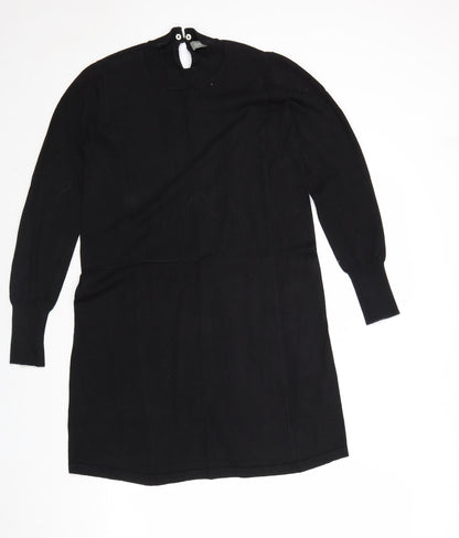 Oasis Womens Black Camel A-Line Size S Round Neck Button