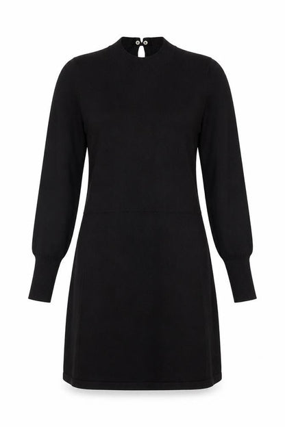 Oasis Womens Black Camel A-Line Size S Round Neck Button