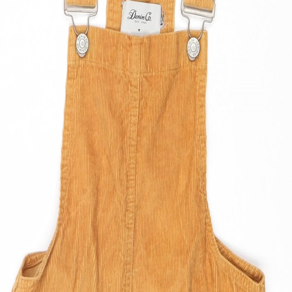 Denim & Co. Womens Brown 100% Cotton Pinafore/Dungaree Dress Size 6 Square Neck Buckle