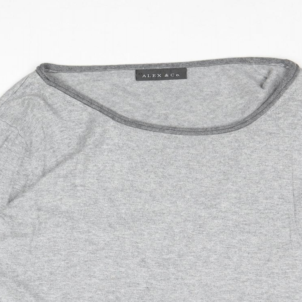 ALEX & CO Womens Grey Boat Neck Viscose Pullover Jumper Size 20