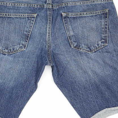 Brooklyn Calling Mens Blue Cotton Chino Shorts Size 28 in Regular Zip