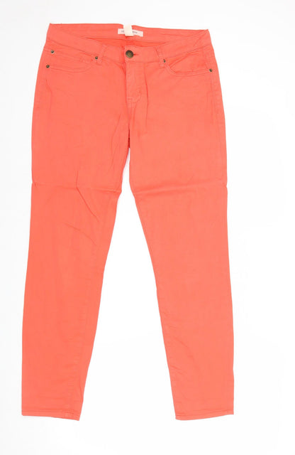 Life In Progress Womens Red Cotton Straight Jeans Size 14 Regular Zip
