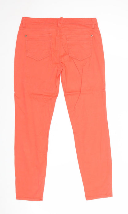 Life In Progress Womens Red Cotton Straight Jeans Size 14 Regular Zip