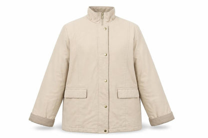 EWM Womens Beige Pea Coat Coat Size 18 Zip