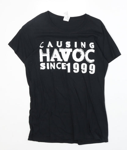 Womens UK Size M Gildan Black Basic T-Shirt