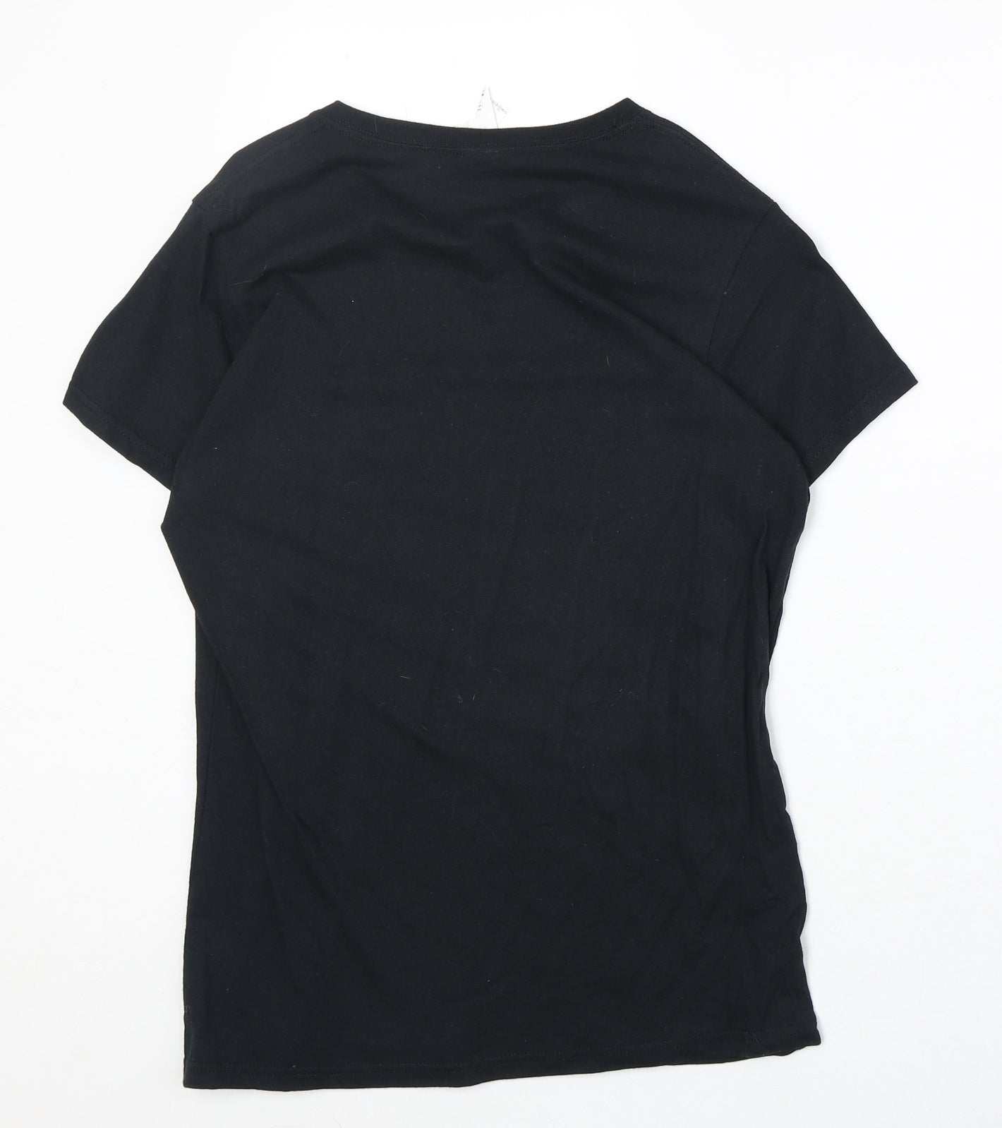 Womens UK Size M Gildan Black Basic T-Shirt