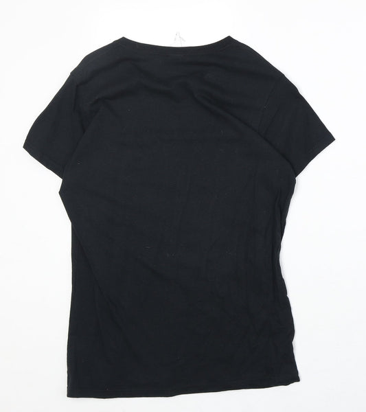 Womens UK Size M Gildan Black Basic T-Shirt
