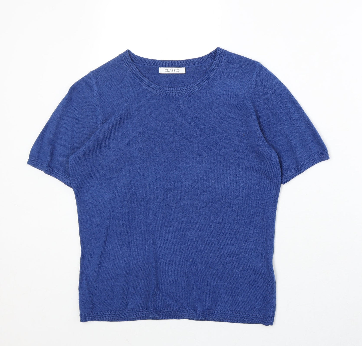 Classic Womens Black Round Neck Acrylic Pullover Jumper Size 8 Pullover