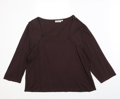 CC Womens Brown Viscose Basic T-Shirt Size XL Square Neck