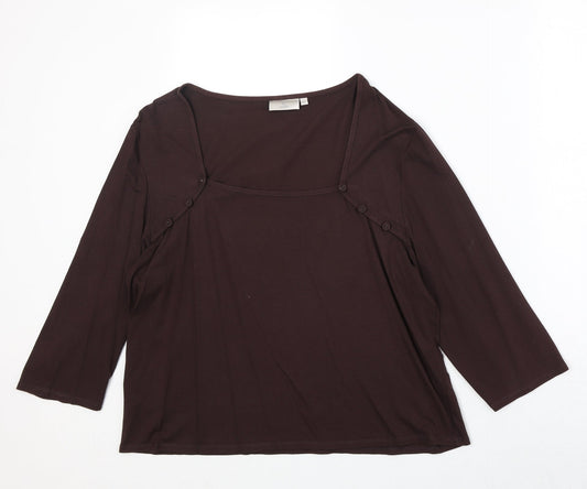 CC Womens Brown Viscose Basic T-Shirt Size XL Square Neck