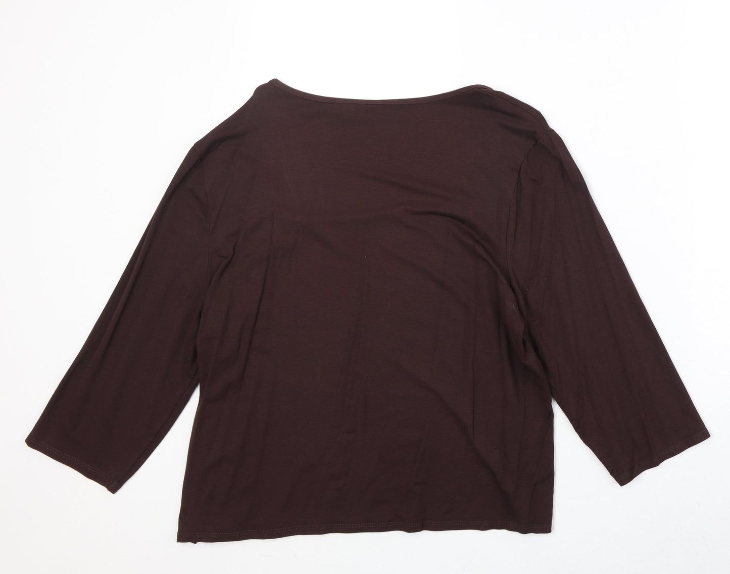 CC Womens Brown Viscose Basic T-Shirt Size XL Square Neck