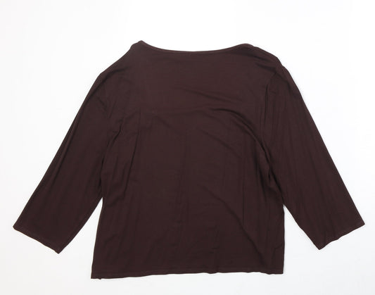 CC Womens Brown Viscose Basic T-Shirt Size XL Square Neck
