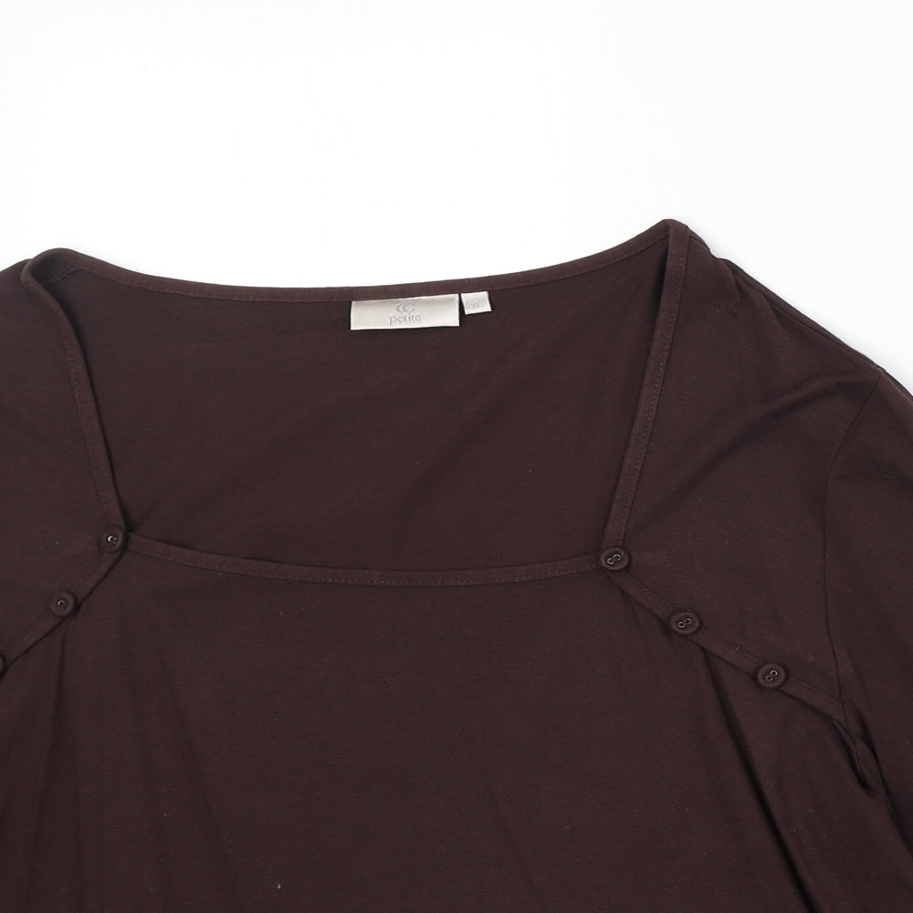CC Womens Brown Viscose Basic T-Shirt Size XL Square Neck