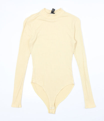 FOREVER 21 Womens Yellow Polyester Bodysuit One-Piece Size M Snap