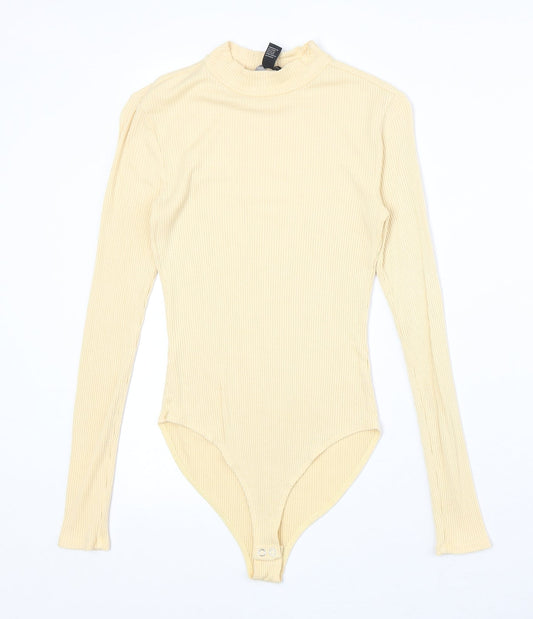 FOREVER 21 Womens Yellow Polyester Bodysuit One-Piece Size M Snap