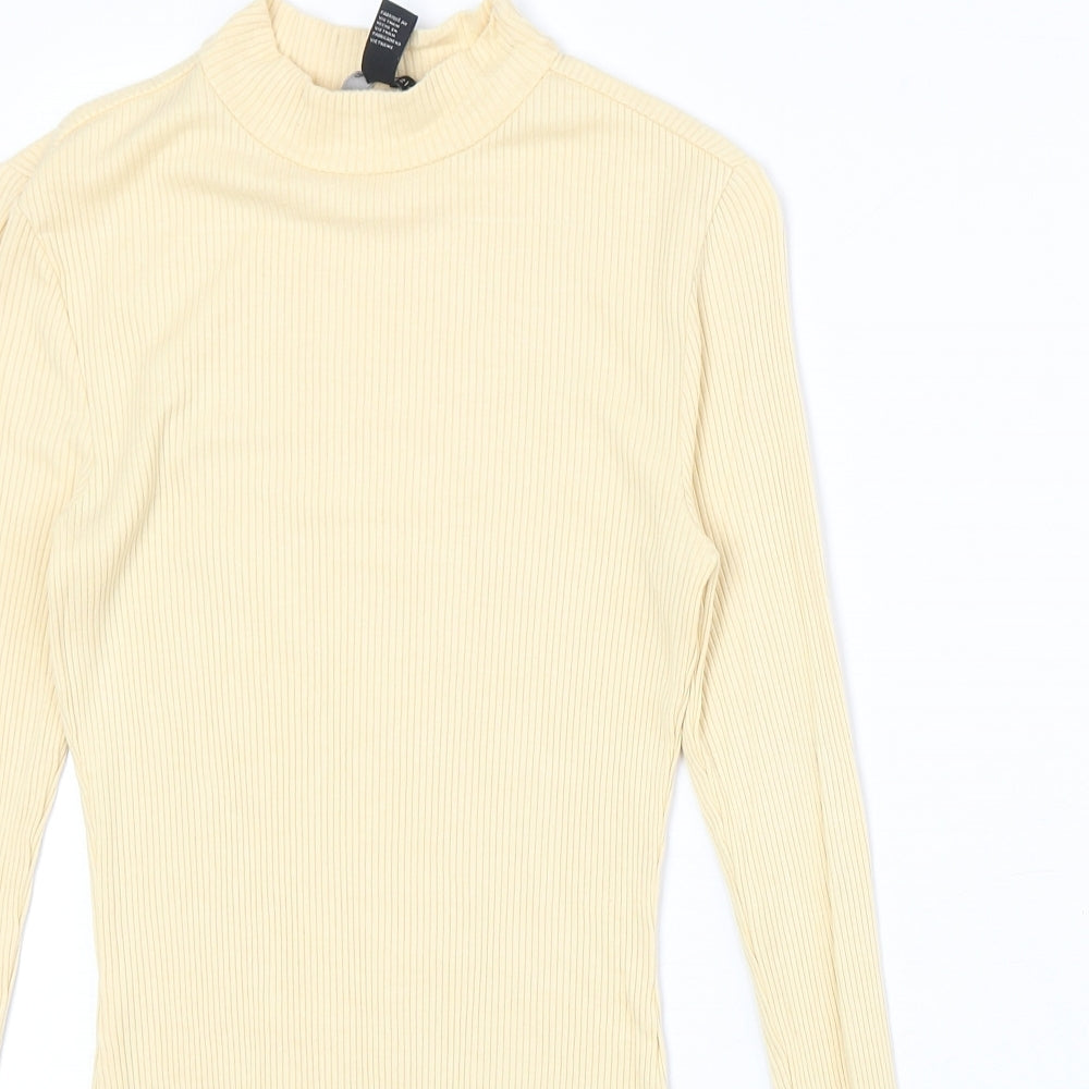 FOREVER 21 Womens Yellow Polyester Bodysuit One-Piece Size M Snap