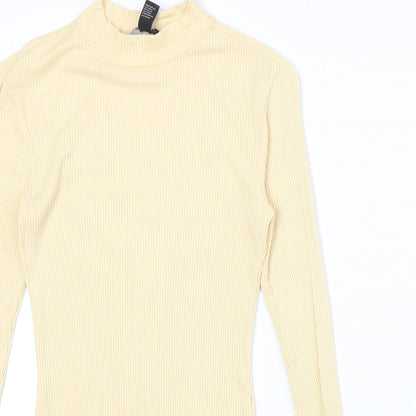 FOREVER 21 Womens Yellow Polyester Bodysuit One-Piece Size M Snap