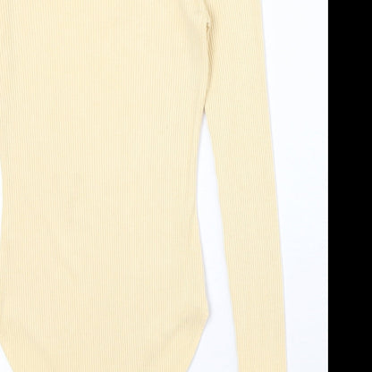 FOREVER 21 Womens Yellow Polyester Bodysuit One-Piece Size M Snap