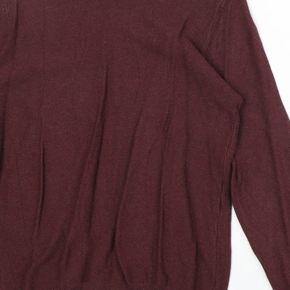 Pull&Bear Mens Red Round Neck Cotton Pullover Jumper Size S Long Sleeve