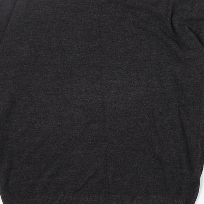 Easy Mens Black V-Neck Acrylic Pullover Jumper Size L Long Sleeve
