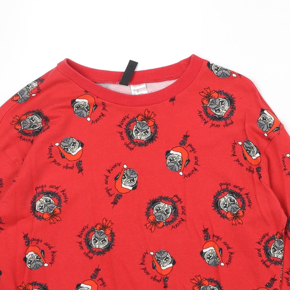 Womens UK Size XS Divided by H&M Red Pullover Sweatshirt