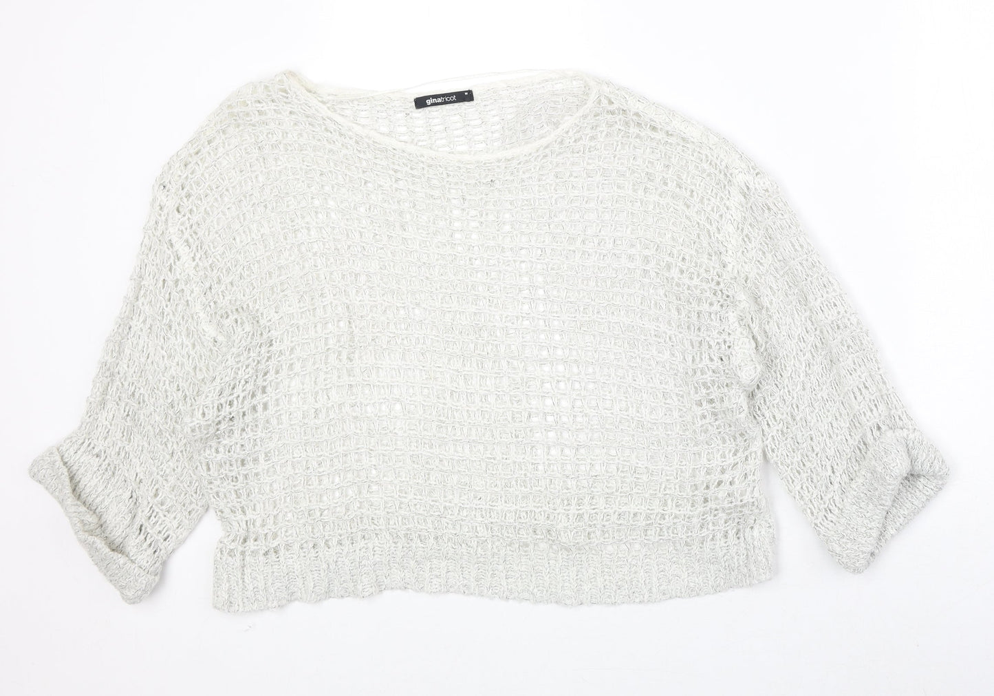 Gina Tricot Womens Grey Round Neck Acrylic Pullover Jumper Size M