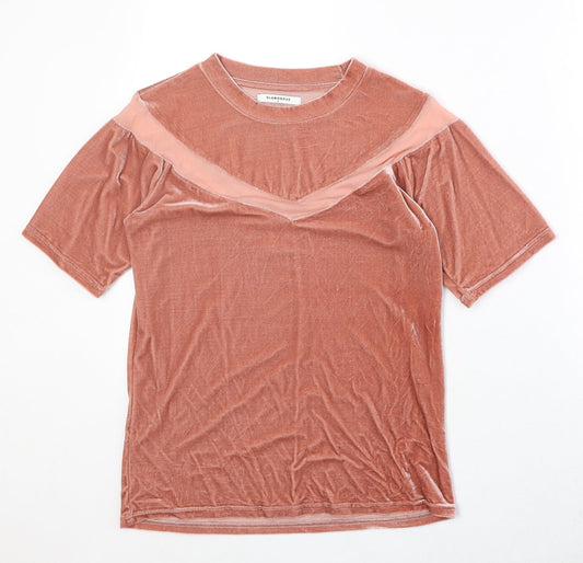 Glamorous Womens Pink Polyester Basic T-Shirt Size S Round Neck