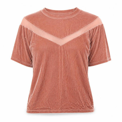Glamorous Womens Pink Polyester Basic T-Shirt Size S Round Neck