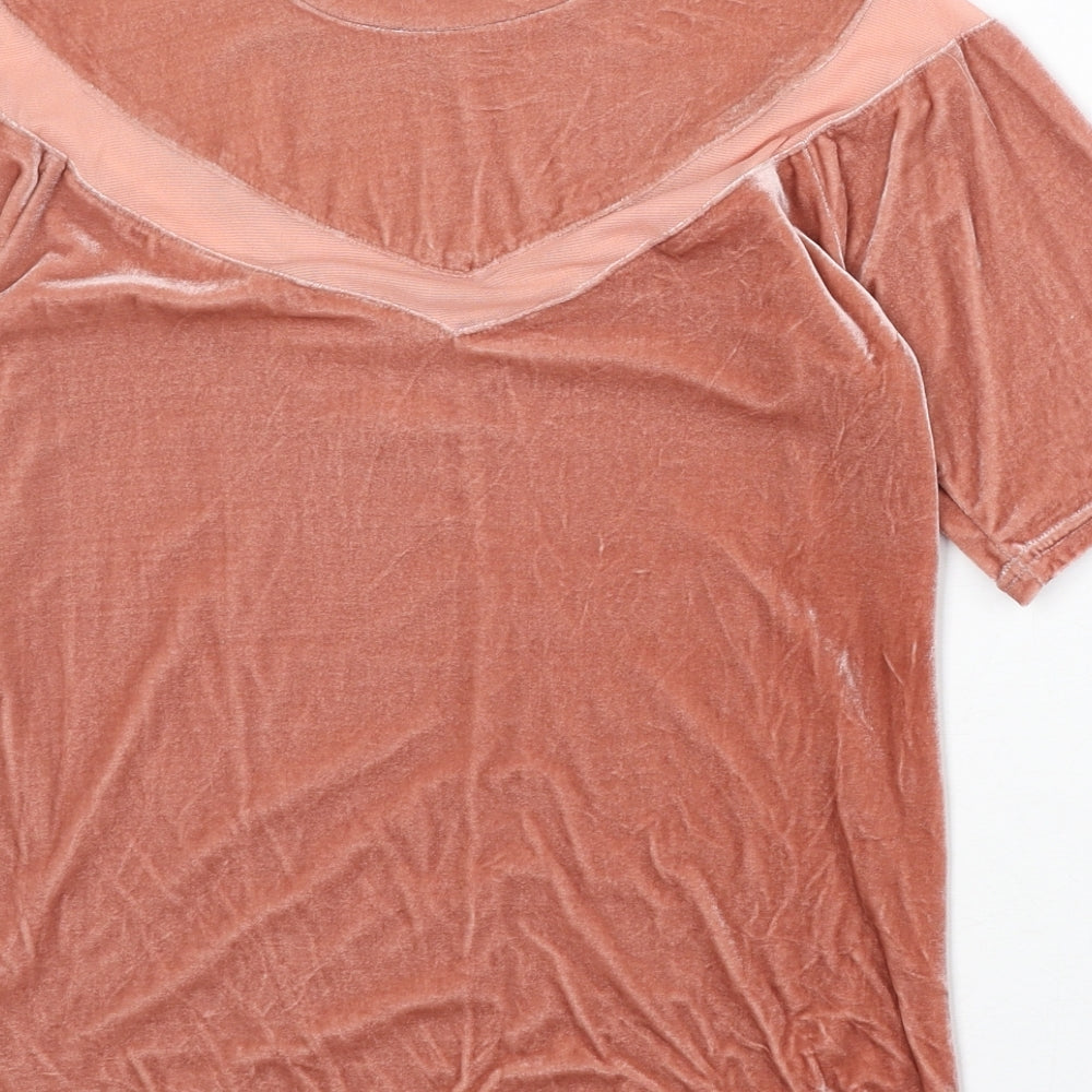 Glamorous Womens Pink Polyester Basic T-Shirt Size S Round Neck